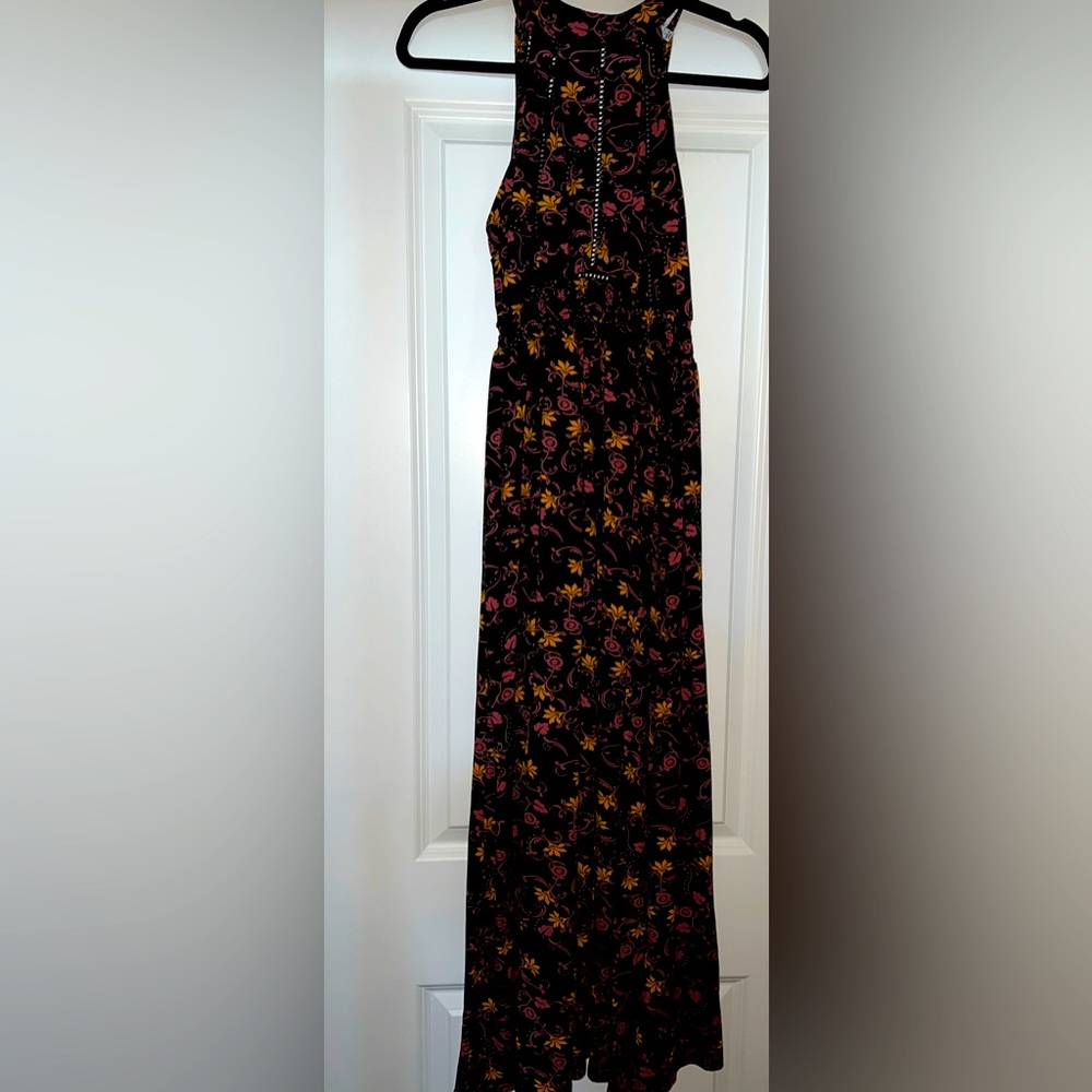Black floral long dress